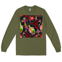 Army Green halloween bad witch seamless pattern Long Sleeve Tee - BundleAndBundleShop