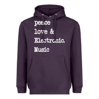 Plum peace love & electronic music  edm techno t shirt Heavyweight Hoodie - linhVisuals