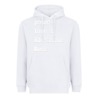 White peace love & electronic music  edm techno t shirt Heavyweight Hoodie - linhVisuals