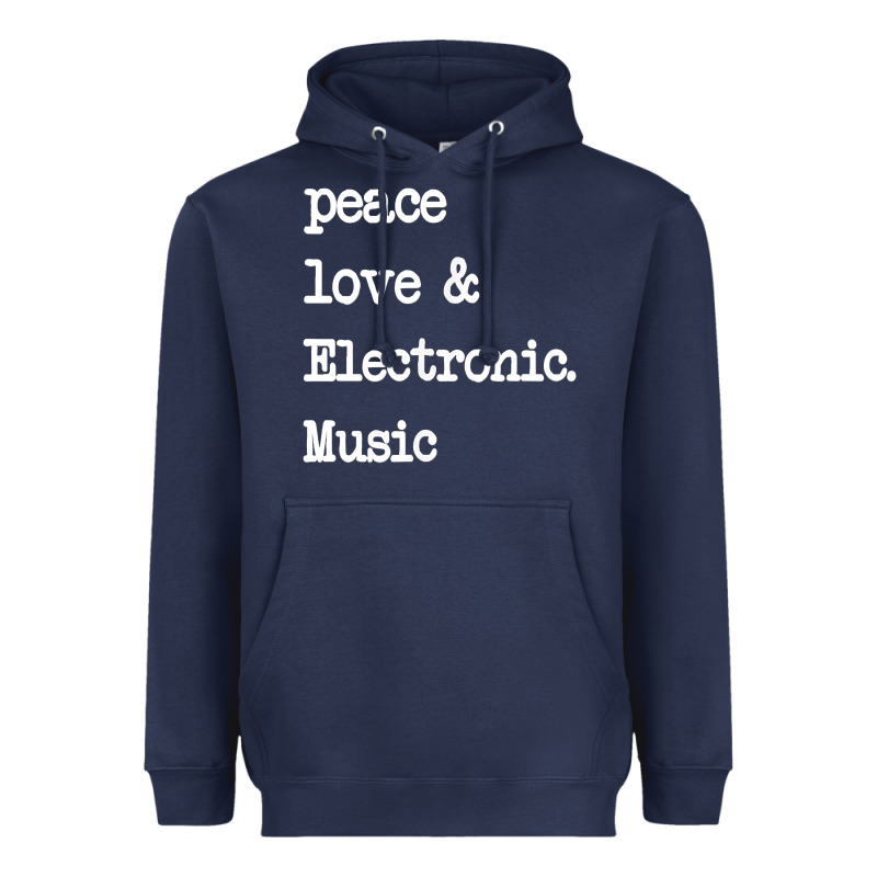 Peace Love & Electronic Music  Edm Techno T Shirt Heavyweight Hoodie by linhVisuals | Teevron