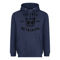 Navy cats of downtown reykjavik t shirt Heavyweight Hoodie - linhVisuals
