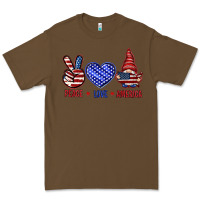 Cacao Peace love America with gnome 4th of july Premium Tee - HowdyJamesFarm