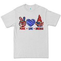 Peace Love America With Gnome 4th Of July Premium Tee | Teevron