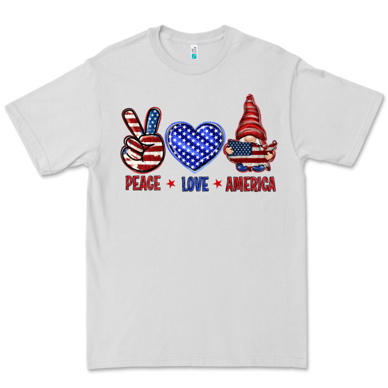 Peace Love America With Gnome 4th Of July Premium Tee by HowdyJamesFarm | Teevron