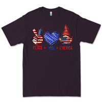 Plum Peace love America with gnome 4th of july Premium Tee - HowdyJamesFarm