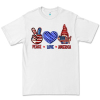 White Peace love America with gnome 4th of july Premium Tee - HowdyJamesFarm