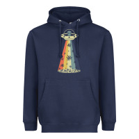 Navy vintage alien weed pot leaf ufo abduction marijuana cannabis t shirt Heavyweight Hoodie - linhVisuals