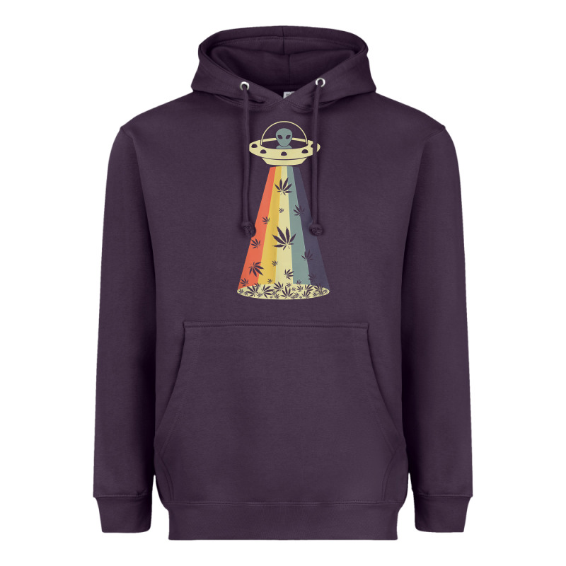 Vintage Alien Weed Pot Leaf Ufo Abduction Marijuana Cannabis T Shirt Heavyweight Hoodie by linhVisuals | Teevron