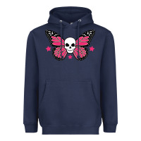 Navy butterfly skull Heavyweight Hoodie - linhVisuals