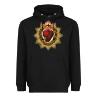 Black sacred heart of jesus catholic devotion t shirt Heavyweight Hoodie - linhVisuals
