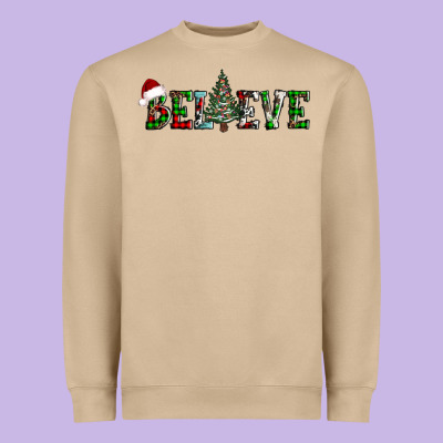 Believe Christmas Tree Heavyweight Sweatshirt Designed By Adodesignshop