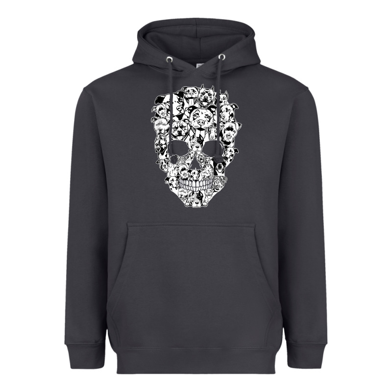 Funny Pitbull Skull Dog Skeleton Halloween T Shirt Heavyweight Hoodie by linhVisuals | Teevron