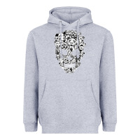 Heather Grey funny pitbull skull dog skeleton halloween t shirt Heavyweight Hoodie - linhVisuals