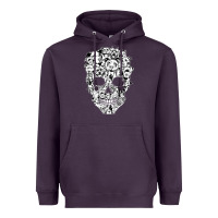 Plum funny pitbull skull dog skeleton halloween t shirt Heavyweight Hoodie - linhVisuals