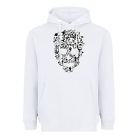 White funny pitbull skull dog skeleton halloween t shirt Heavyweight Hoodie - linhVisuals