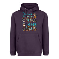 Plum all i need is a little bit of coffee and o whole lot of jesus Heavyweight Hoodie - JahusDesignShop