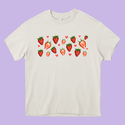 Strawberry Heavy Core Tee Designed By Jasminsmagicworld
