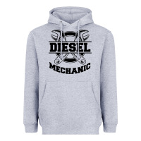 Heather Grey diesel mechanic Heavyweight Hoodie - linhVisuals