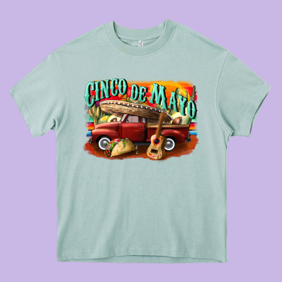 Cinco De Mayo Truck Heavy Core Tee Designed By Cowgirlartshop