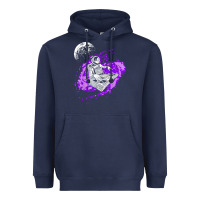 Navy techno astronaut electronic music rave festival raver t shirt Heavyweight Hoodie - linhVisuals
