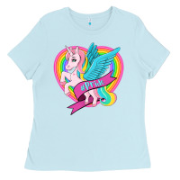 Baby Blue pride lgbtq unicorn Ladies Tee - OliviaCreatesArt