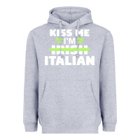 Heather Grey kiss me im italian t  shirt kiss me i'm irish italian patriotic st pat Heavyweight Hoodie - linhVisuals