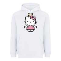 White kitty Heavyweight Hoodie - linhVisuals