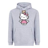 Heather Grey kitty Heavyweight Hoodie - linhVisuals