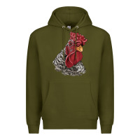 Army Green dominique rooster head Premium Hoodie - LillyAllenDesigns