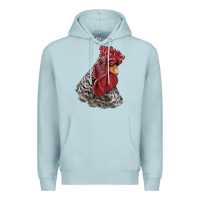 Blue Mist dominique rooster head Premium Hoodie - LillyAllenDesigns