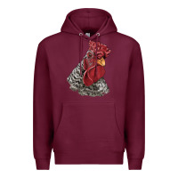 Burgundy dominique rooster head Premium Hoodie - LillyAllenDesigns