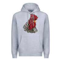 Heather Grey dominique rooster head Premium Hoodie - LillyAllenDesigns
