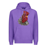 Purple dominique rooster head Premium Hoodie - LillyAllenDesigns