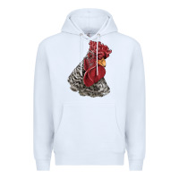 White dominique rooster head Premium Hoodie - LillyAllenDesigns