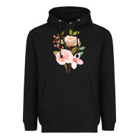 Black Bouquet Floral Heavyweight Hoodie - linhVisuals