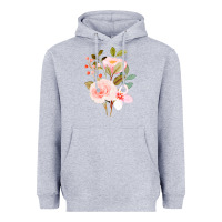 Heather Grey Bouquet Floral Heavyweight Hoodie - linhVisuals