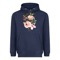Navy Bouquet Floral Heavyweight Hoodie - linhVisuals
