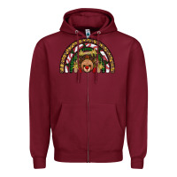 Burgundy reindeer rainbow christmas Zipper Hoodie - AdoDesignShop
