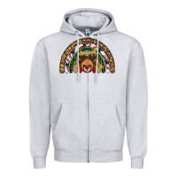Heather Grey reindeer rainbow christmas Zipper Hoodie - AdoDesignShop