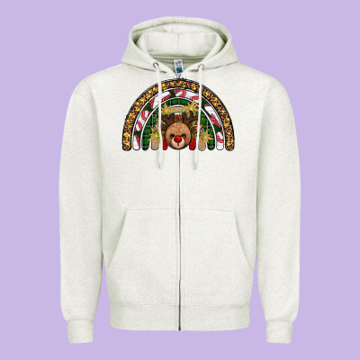 Reindeer Rainbow Christmas Zipper Hoodie Designed By Adodesignshop