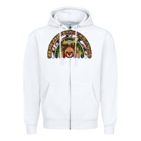 White reindeer rainbow christmas Zipper Hoodie - AdoDesignShop