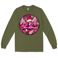 Army Green pink merry christmas Long Sleeve Tee - FaDigitalArtStudio