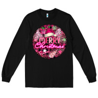 Black pink merry christmas Long Sleeve Tee - FaDigitalArtStudio