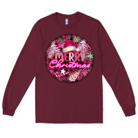 Burgundy pink merry christmas Long Sleeve Tee - FaDigitalArtStudio