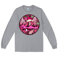 Heather Grey pink merry christmas Long Sleeve Tee - FaDigitalArtStudio