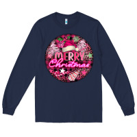 Navy pink merry christmas Long Sleeve Tee - FaDigitalArtStudio
