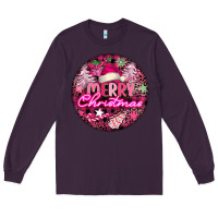 Plum pink merry christmas Long Sleeve Tee - FaDigitalArtStudio