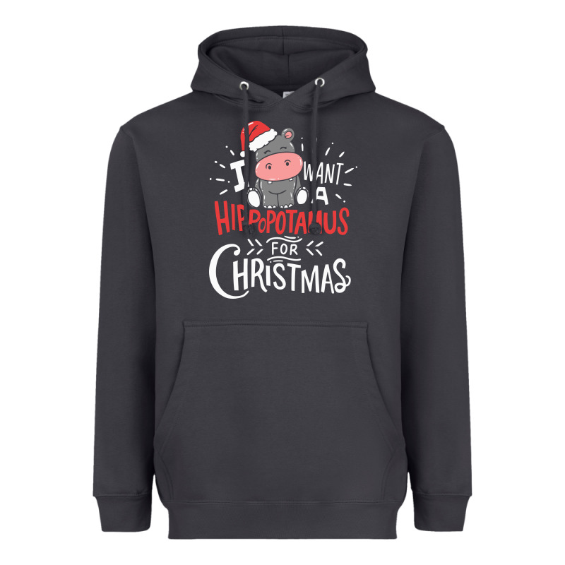 I Want Hippopotamus For Christmas Hippo Xmas Gift Heavyweight Hoodie by linhVisuals | Teevron