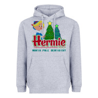 Heather Grey hermie the elf dentistry    rudolph the red nosed reindeer Heavyweight Hoodie - linhVisuals