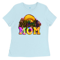 Baby Blue softball mom Ladies Tee - OliviaCreatesArt